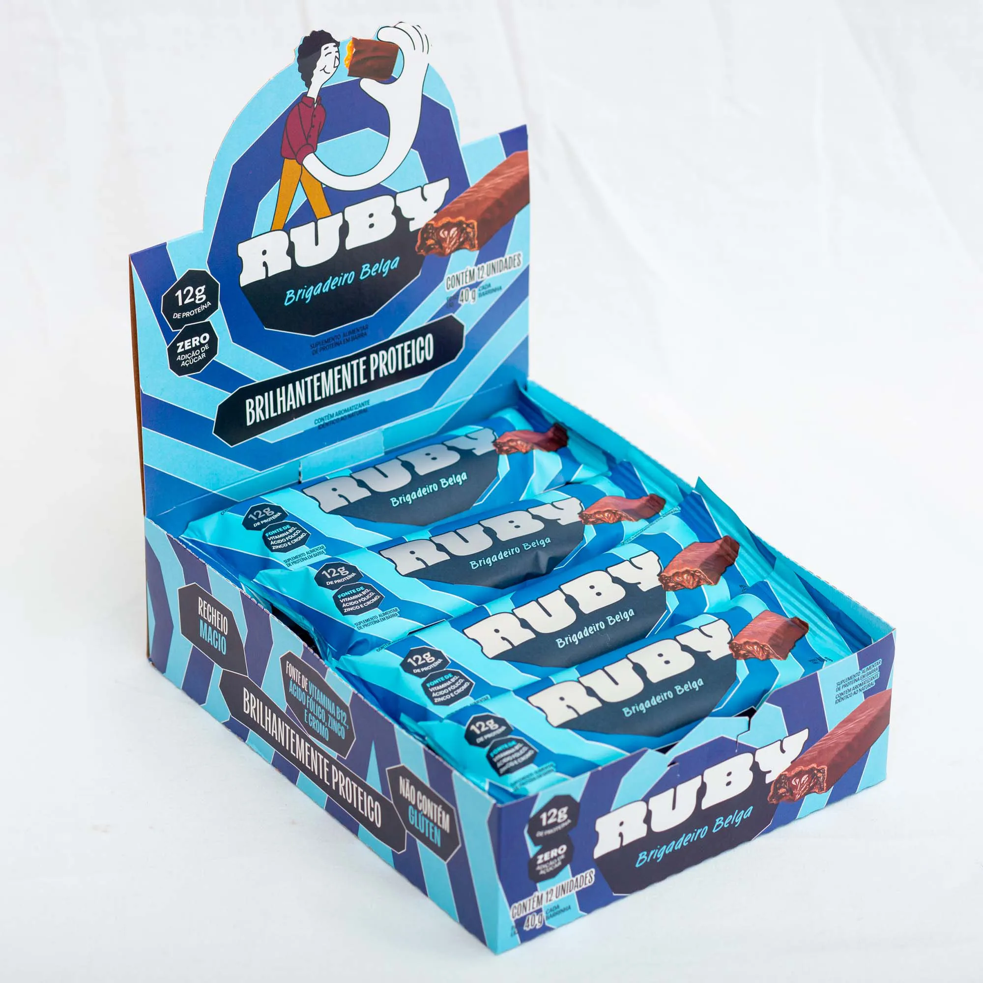 barra de proteína brigadeiro belga display com 12u