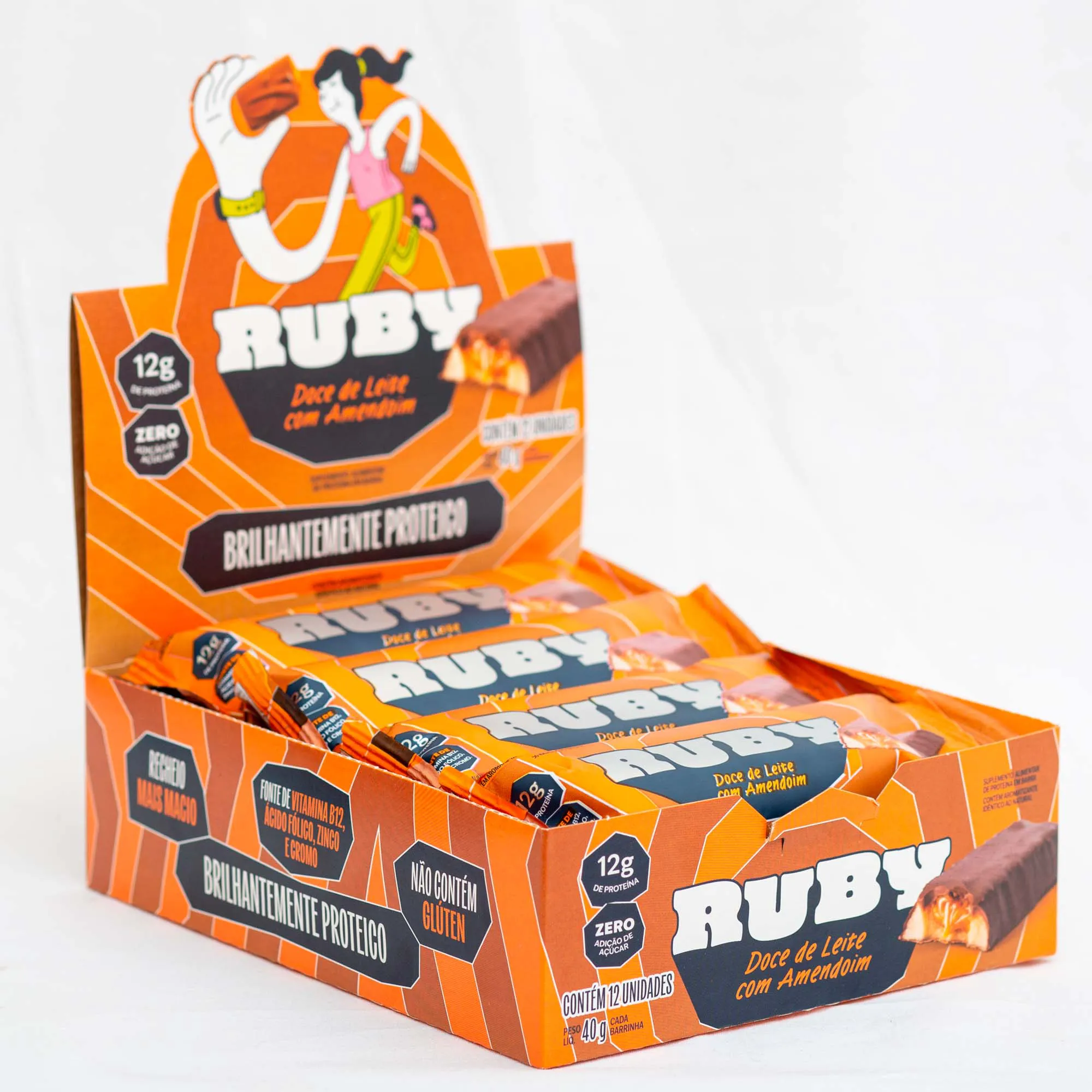 barra de proteína doce de leite com amendoim display com 12u