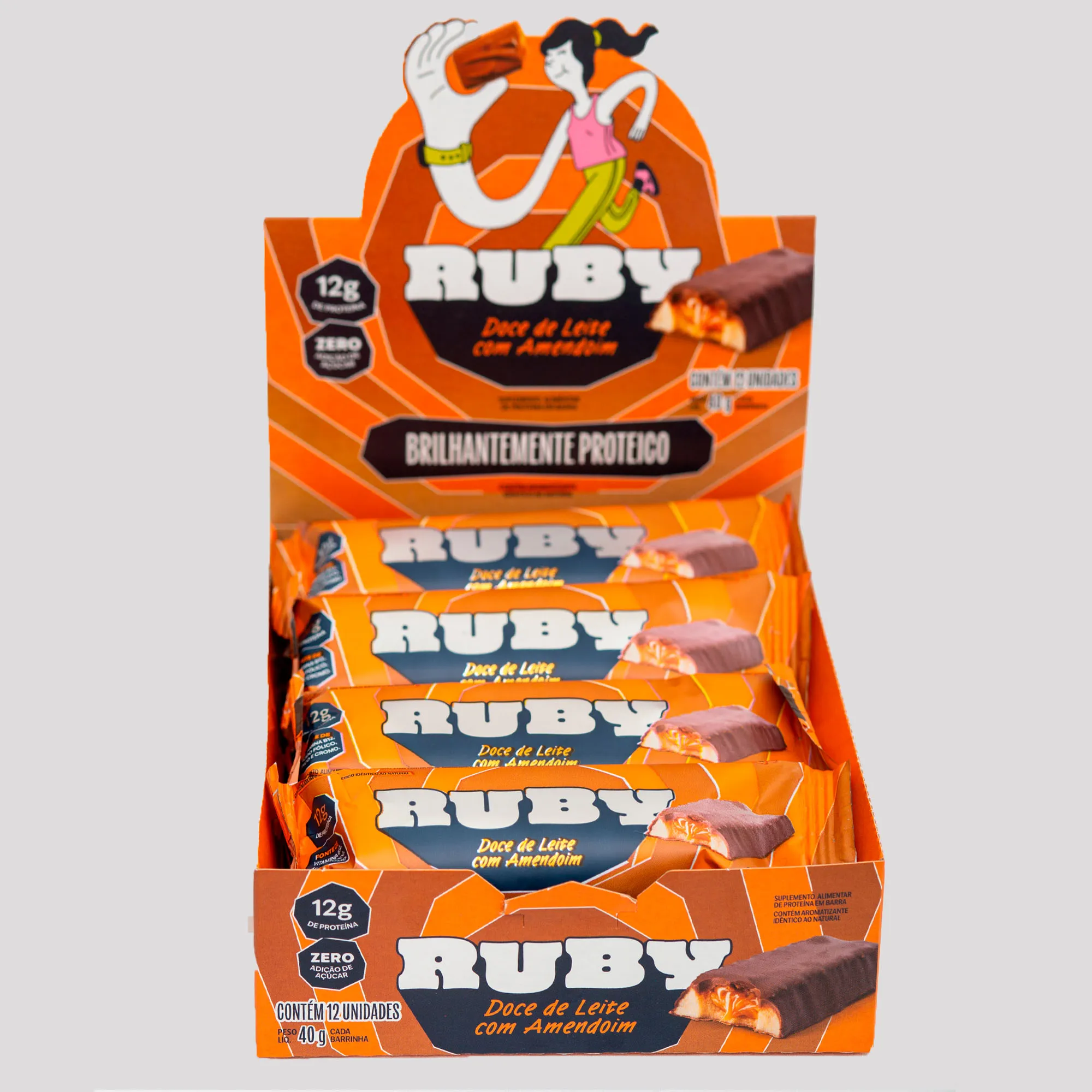 barra de proteína doce de leite com amendoim display com 12u